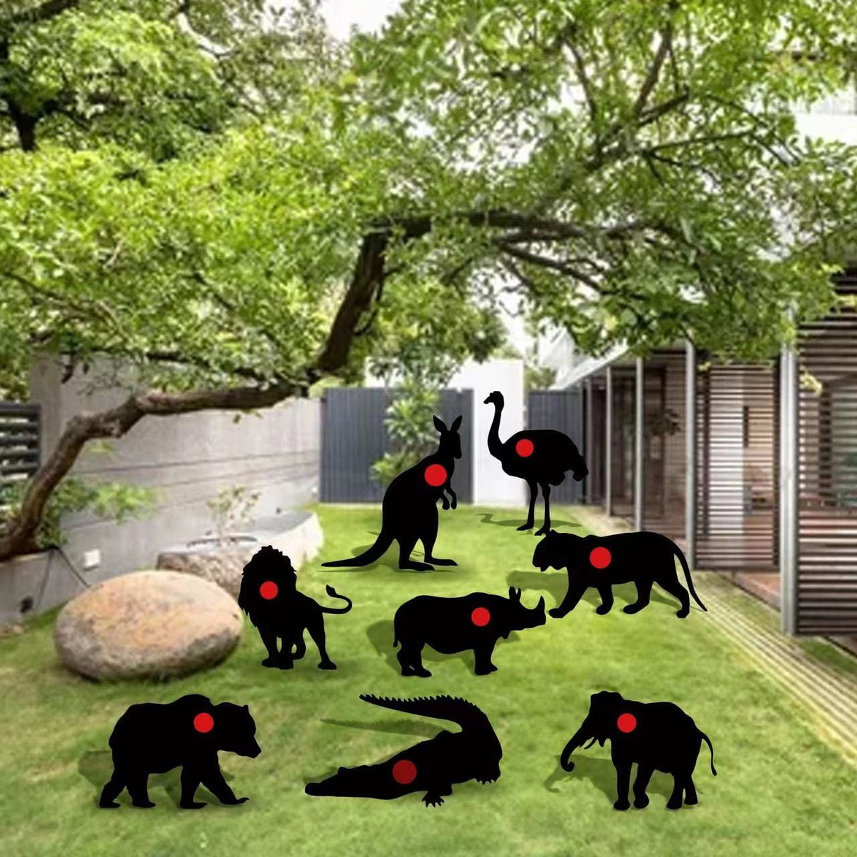 8 Animal Waterproof Targets, 12 * 16 inches, Different Black Animal Targets for Backyard, Field and Range use. Comes with Fiberglass mounting Posts. ZJWZYF