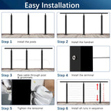 Gyykzz 36" One-Stop Cable Railing Post Kit, 4 Pack Level Drilled Line Post, Adjustable Top Cable Railing System Including 4 Railing Post, 165ft Cable, 10 Sets Terminal, 80 Cable Grommets (No Handrail) Gyykzz