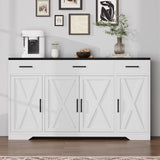 SLEKVERSA 55" Sideboard with Storage Kitchen Storage Cabinet with 3 Drawers, Modern Large Wood Farmhouse Buffet Cabinet TV Stand Coffee Bar for Living Room Hallway SLEKVERSA