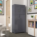 GREATMEET Broom Closet,Broom Closet Storage Cabinet,Metal Garage Storage Cabinet with Lock, Lockable Laundry Room Storage Cabinets,Utility Closet,Broom and Mop Storage Cabinet,Grey 73" H GREATMEET