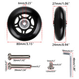 OwnMy 80mm x 24mm Luggage Suitcase Replacement Wheels, Rubber Swivel Caster Wheels Bearings Repair Kits, A Set of 2 OwnMy