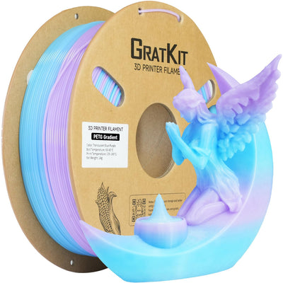 GratKit Gradient PETG Filament, Color Change 3D Printer Filament 1.75mm, 1kg, Multicolor PETG Translucent Gradient Blue Purple
