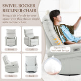 QKFF Power Swivel Rocker Recliner Chair for Nursery, Upholstered 270° Swivel Glider Rocker Chair with USB Ports, Small Power Recliners for Small Spaces Living Room (Light Grey) QKFF