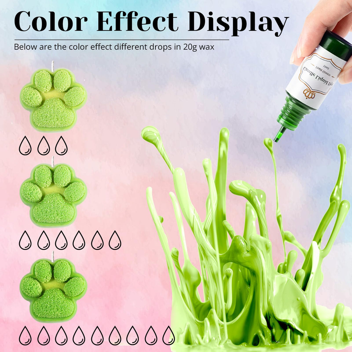 HTVRONT Candle Dye - 16 Vivid Colors Liquid Candle Wax Dye, High Concentrate Candle Dye for Soy Wax, Beeswax, Gel Wax, Palm Wax - 10ml/ 0.35 oz HTVRONT