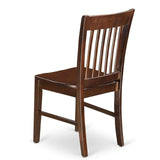 East West Furniture Norfolk Dining Room Slat Back Solid Wood Seat Chairs, Set of 2, Mahogany East West Furniture
