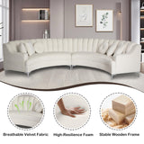 Legend Vansen L Semicircle Velvet Sofa 141.34” Oversized Sectional Curved Sofa for Living Room, Office, Apartment (1, Cream) Legend Vansen