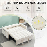 3 In 1 Velvet Convertible Sofa Bed, Pull Out Couch Bed with Reclining Backrest And 2 Pillows, 54" Full Size Loveseat Sleeper Sofa Futon Couch Bed, Couches For Small Spaces, Living Room (White) anwickjeff