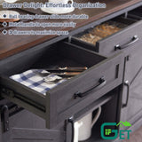 IFGET Farmhouse Buffet Cabinet, 53” Sideboard Cabinet w/3 Drawer, Rustic Storage Cabinets w/Sliding Barn Door, Coffee Bar for Dinning Room, Kitchen, Hallway, and Living Room-Dark Grey IFGET