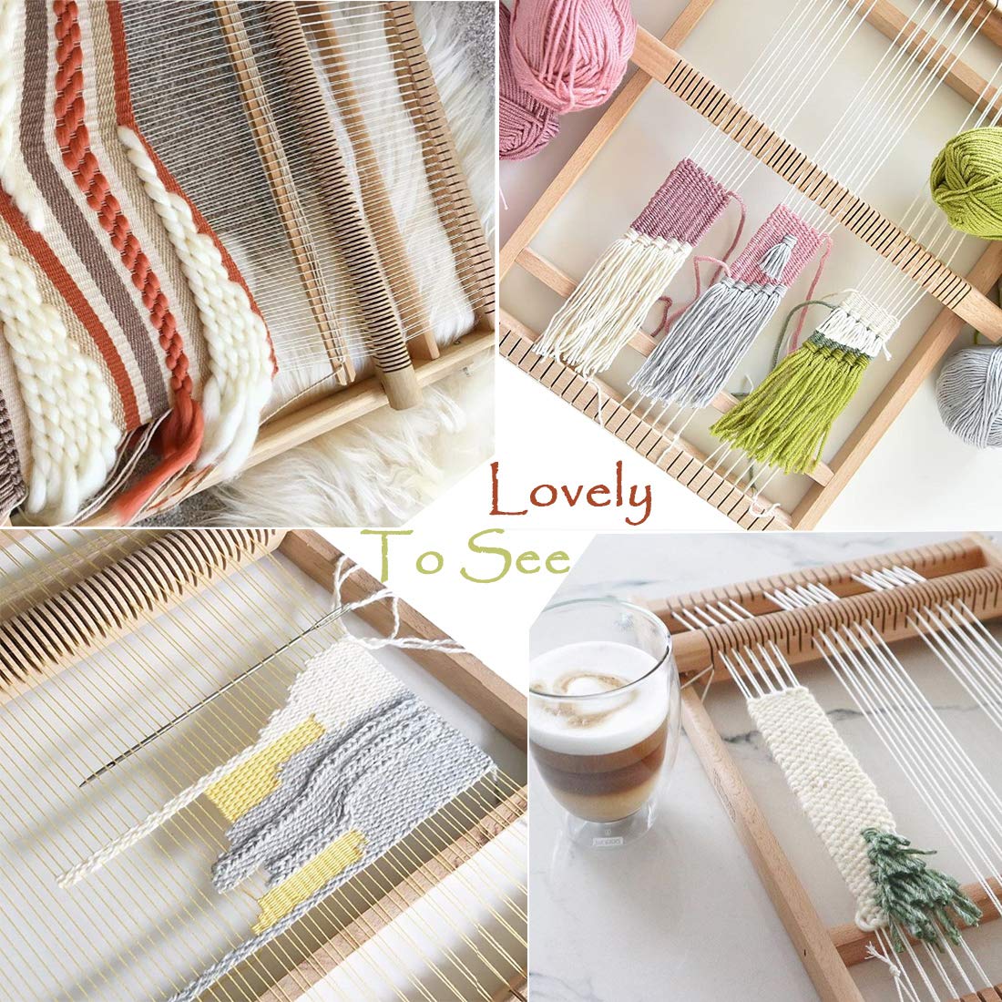 KISSBUTY Wooden Multi-Craft Weaving Loom Large Weaving Frame to Handcraft for Kids and Beginners, 9.9 by 15.7 by 1.3 Inches (Wooden) KISSBUTY