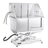 Happybuy 50" Pet Dog Bathing Station with Electric Height Adjustment, Stainless Steel Dog Grooming Tub with Soap Box, Faucet, Accessories, Bathtub for Multiple Pets, Home Washing Sink (Right Side) Happybuy
