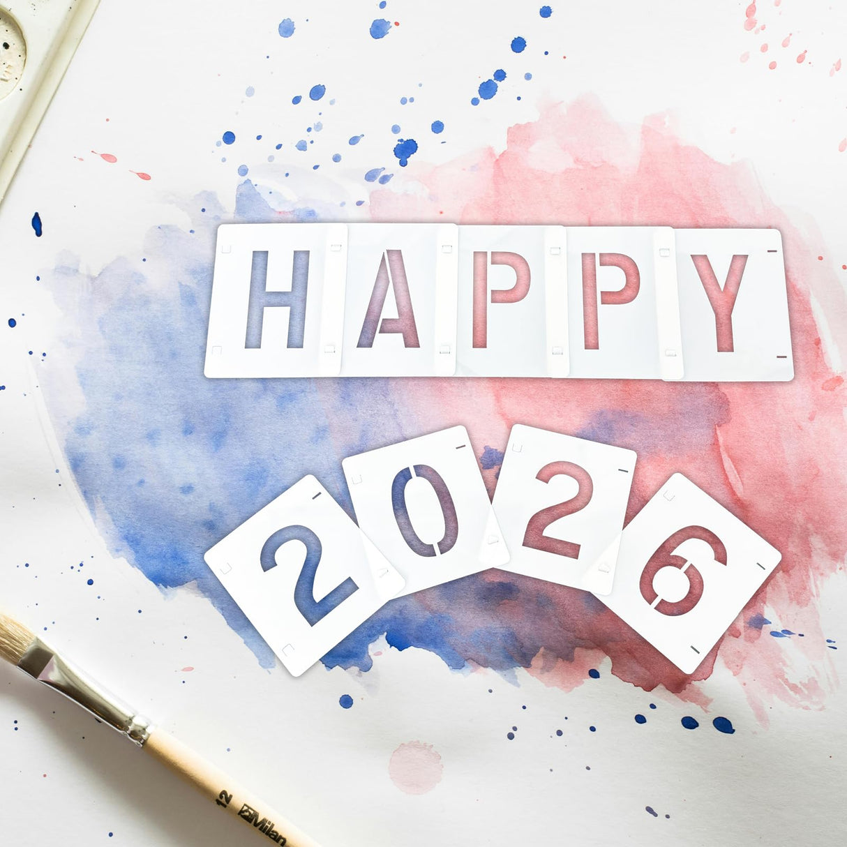 2 Pack - 2 Inch Letter Stencils Set, 72 Reusable Stencils for Painting On Wood, Metal, Walls, Fabric, Rocks with Interlocking, Perfect for Banners, Sign Making & DIY Art (2 inch) Vomulato