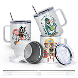 AGH 4 Pack Sublimation Mugs Blanks, 12 oz Stainless Steel Sublimation Coffee Tumbler with Handle and Sliding Lid, Sublimation Tumblers Blanks, Double Walled Vacuum Insulation for Coffee AGH