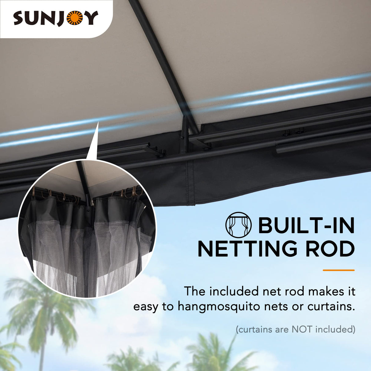 Sunjoy Miro 10.5 ft. x 13 ft. Gray and Black 2-Tier Steel Gazebo Sunjoy