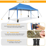 HOTEEL 10x20 Pop Up Canopy Tent for Parties, Easy Setup Canopy Tent for Backyard, Waterproof Outdoor Gazebo for Wedding Event Patio, Outside Instant Vendor Tent with 4 Sandbags & Rolling Bag, Blue Hoteel