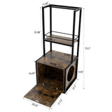VFJ Cat Litter Box Enclosure Furniture,Hidden Litter Box Furniture for Living Room,with Storage Shelves and 2 Hanging Clothes Rack,Wooden Cat Washroom Furniture,Cat House,Fit Most of Litter Box(D) VFJ