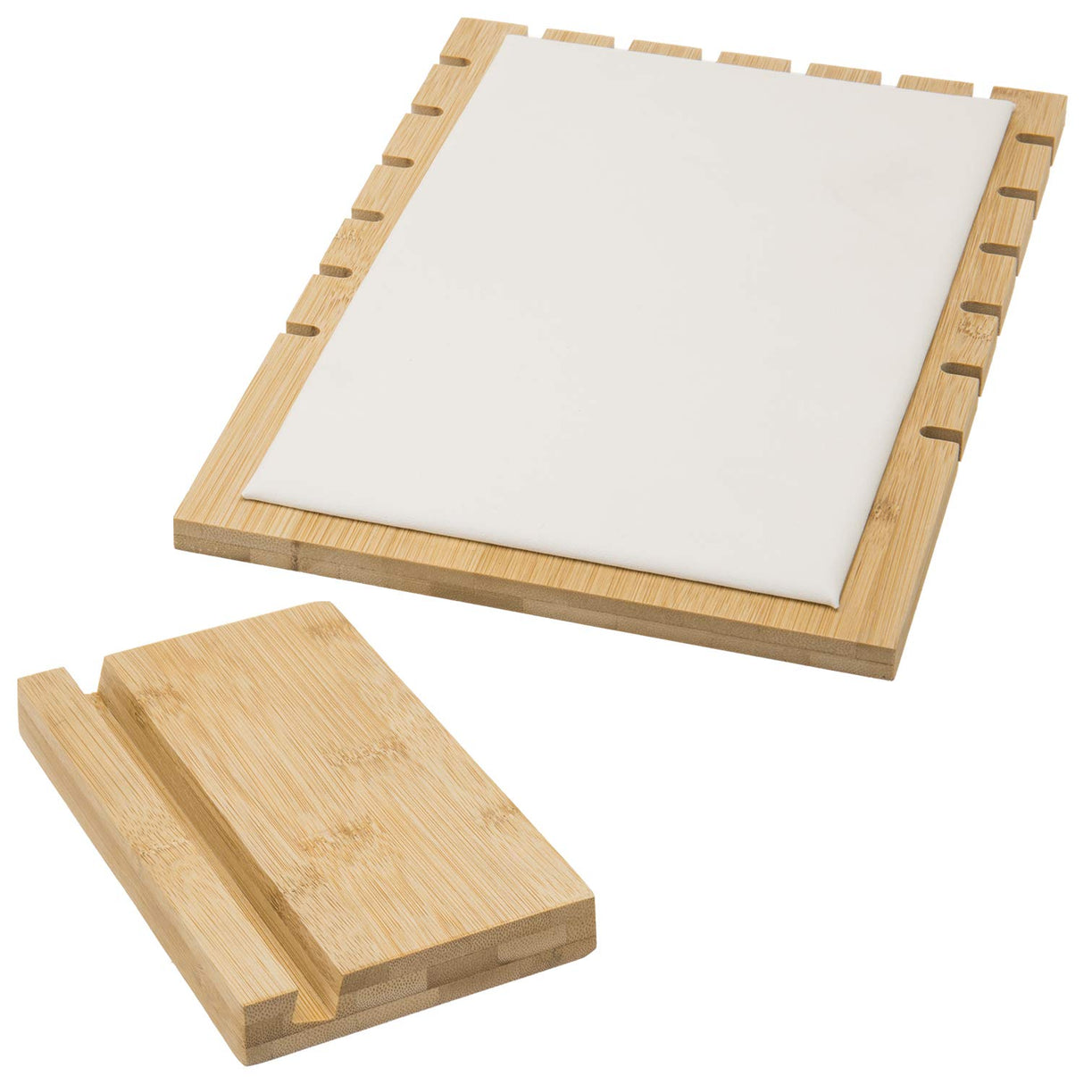 MyGift Bamboo & White Panel Jewelry/Necklace Tabletop Display Boards, Set of 2 MyGift