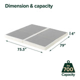 ZINUS No Assembly Metal Box Spring, 4 Inch White Mattress Foundation, Sturdy Metal Structure, Split King Zinus