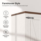 Befrases 47" Kitchen Pantry Cabinet, Farmhouse Storage Cabinet with Barn Doors and Adjustable Shelves, Freestanding Kitchen Hutch,Wood Cupboard for Living Room, Bathroom, Hallway, White Befrases