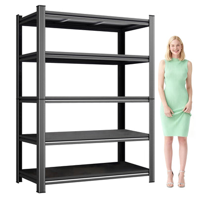 KILISTEELS 71" H x 45" W Metal Garage Shelving Unit 5 Tier Metal Storage Shelves Adjustable Shelving Unit Garage Shelves for Kitchen Warehouse Pantry Basement, 71" H x 45" W x 18" D, Black