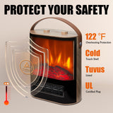 CUOZOVA 16“ Portable Electric Fireplace Heater, 1500W/850W Small Electric Fireplace for Indoor Use with Curved Monitor&Realistic 3D Flame, Fireplace Stove for Home Office, Fake Fireplace for Christmas CUOZOVA