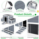 AECOJOY Chicken Coop, 56" Large Wooden Chicken Hutch with 6 Nesting Boxes, Outdoor Hen House Chicken Cage AECOJOY