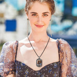 Junkin 24 Pcs Sublimation Rhinestone Trays Pendant Set, Including 6 Double Sided Blank Rhinestone Bezel Trays, 6 Pcs Thick Chains with 12 Sublimation Discs for Making (Black, Silver) Junkin