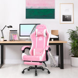 N-GEN GAMING Video Gaming Chair with Footrest High Back Ergonomic Comfortable Office Computer Desk with Lumbar Support Height Adjustable with PU Leather Recliner for Adults Women Men (Pink) N-GEN GAMING