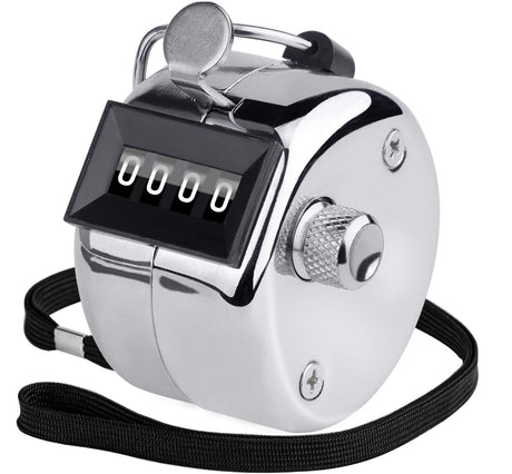 KTRIO Metal Handheld Tally Counter, 4-Digit Number Clicker Counter, Hand Mechanical Pitch Counters for Coaching, Knitting, People, Lap, Fishing, Golf and Row, 1 Pack KTRIO