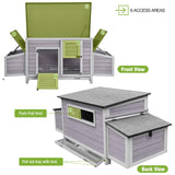 GUTINNEEN Chicken Coop Outdoor Wooden Portable Hen House Expandable Poultry Cage with Nesting Box,Perches,Waterproof Roof GUTINNEEN