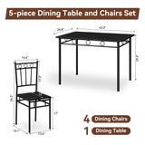Vipbear Kitchen Dining Table Set for 4, 5-Piece Kitchen Table Set,Dining Room Table Sets,Rectangular Kitchen Table Set with 4 Chairs for Small Space, Dinette,Apartment,Rustic Black Vipbear