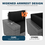 VONZOY 7 Piece Patio Furniture Set with Fire Pit Table, Outdoor Sectional Conversation Sets Wicker Rattan Sectional Sofa with Coffee Table for Patio Garden Backyard, 4'' Thickened Cushion Black VONZOY