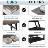 VINGLI 36" Lift Top Coffee Table with Free Cloth Storage Bins, White Walnut Framhouse Coffee Table for Living Room, Small Modern Coffee Table for Small Space in Minimalistic Style, Dark Walnut VINGLI