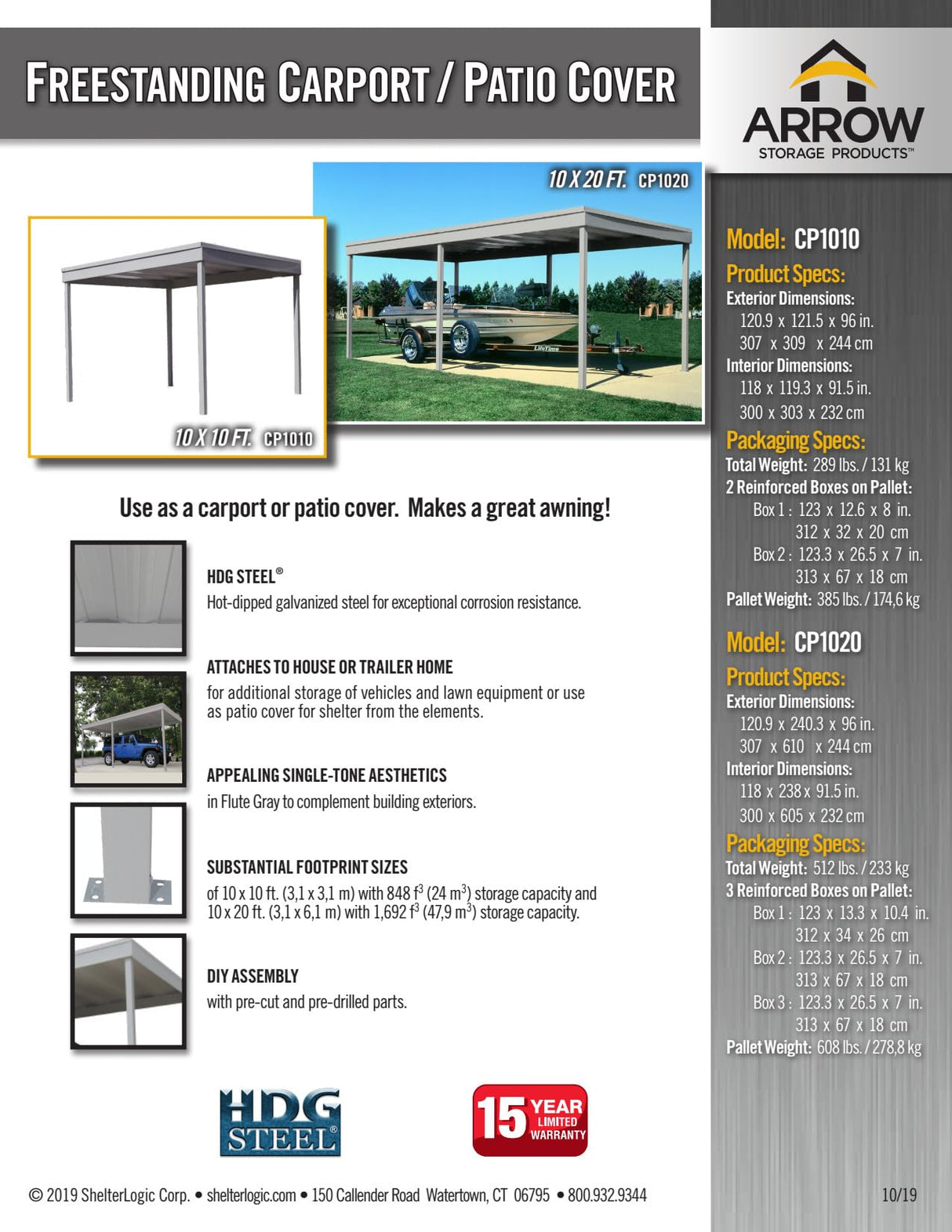 Arrow Sheds CP1010 Free Standing Car Port, 10 by 10-Feet Arrow