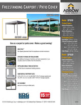 Arrow Sheds CP1010 Free Standing Car Port, 10 by 10-Feet Arrow