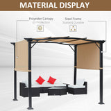 Outsunny 8' x 10' Retractable Pergola Canopy Steel Frame Polyester Fabric Gazebo with Retractable Canopy Shade Awning Outsunny