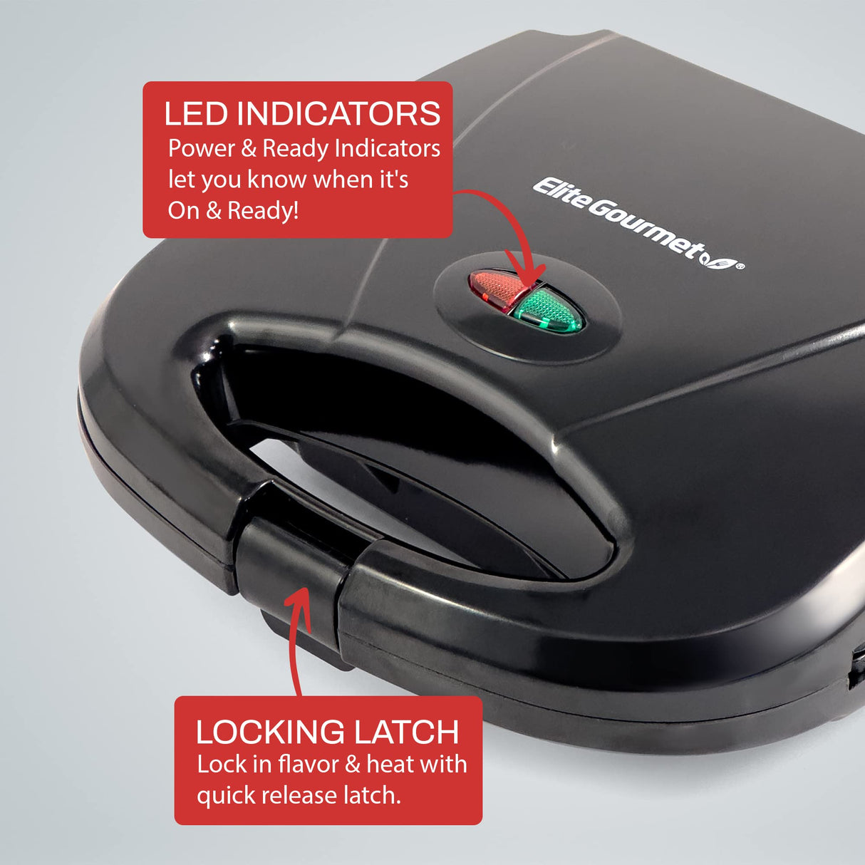 Elite Gourmet EWM-2207# Electric Non-Stick Belgian Waffle Maker Iron, Breakfast, Sandwiches, Snacks, Burgers and more, 2-Slice, Black Elite Gourmet