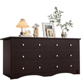 YESHOMY Dresser for Bedroom, 6 Drawer Dressers, Wide Modern TV Stand with Drawers, Hallway Entryway, Office (Brown) YESHOMY
