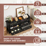 Shahoo Wood Dresser for Bedroom, Wide Chest of Drawers with 6 Drawers,Storage Tower Unit, Modern Closet Store Organizer for Living Room, Hallway (Black) Shahoo