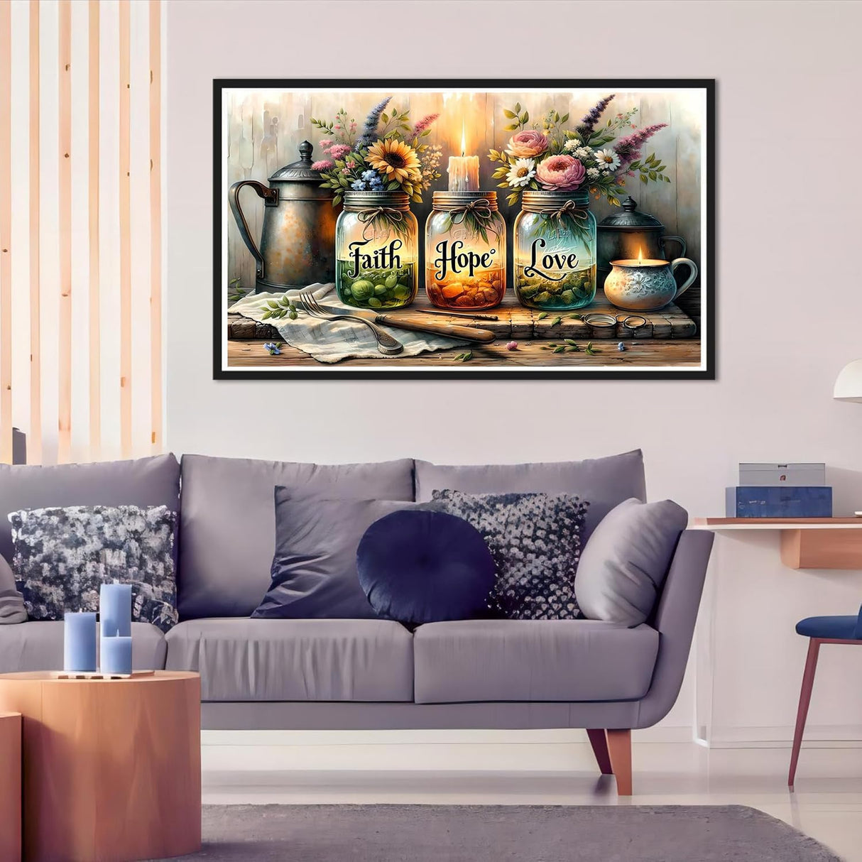 ijbnhd 5D Large Diamond Painting Kits for Adults, Faith,Hope,Love Wishing Bottle Extra Large Diamond Art kit for Beginner, DIY Full Drill Round Gem Art Crafts for Adults Home Wall Decor 16x28inch ijbnhd