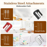 5-Speed Electric Hand Mixer, 800W Handheld Mixer with Turbo for Baking & Cooking, Kitchen Food Mixer with Storage Case & 5 Stainless Steel Attachments (2 Beaters, 2 Dough Hooks, 2 Whisks)-White CHIDOLL