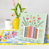Canrichshop 4 Pcs Book Paint by Numbers Kit for Adults & Ages Over 12,Framed Books Adults' Paint-by-Number Kits, DIY Painting by Numbers for Adults Flowers for Decor Present 8X 8 in Canrichshop