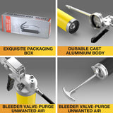 Grease Gun with Needle Coupler, 8000 PSI Heavy Duty Pistol Grip Grease Gun Kit with 14 oz Load, 18 Inch Spring Flex Hose, 2 Working Coupler, 2 Extension Rigid Pipe, Sharp Type Nozzle and Clean Cap WYBENZ