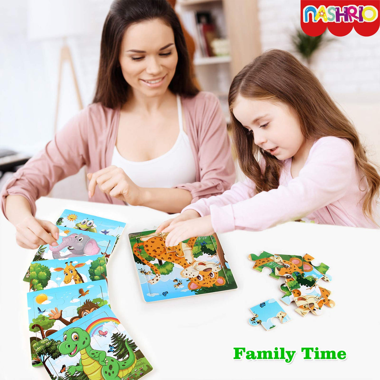 NASHRIO Wooden Puzzles for Toddlers 2-5 Years Old(Set of 6), 9 Pieces Preschool Educational and Learning Animal Jigsaw Puzzle Toy Gift Set for Boys and Girls NASHRIO