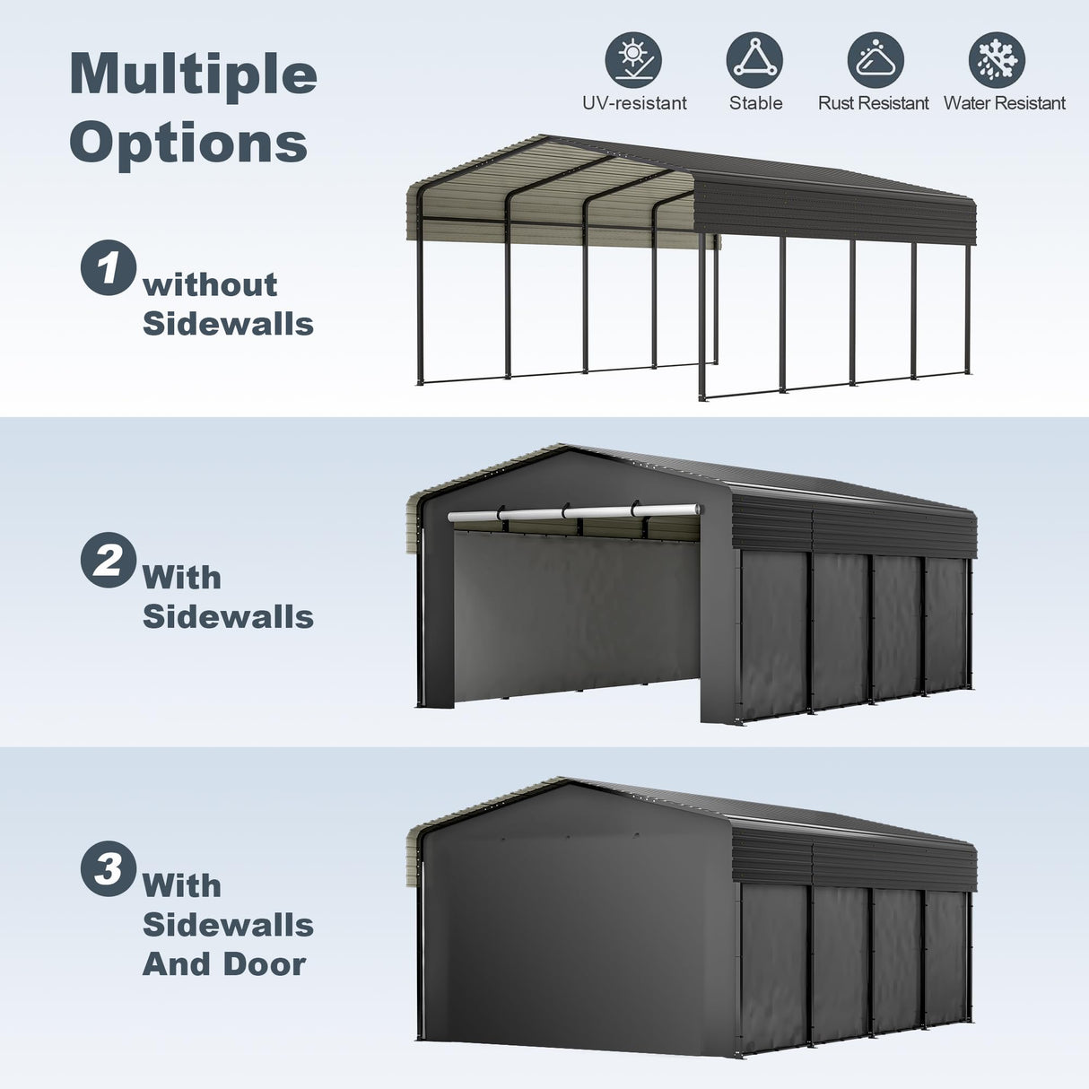 LZbeiteM 13 x 20 ft Car Ports Heavy Duty - Prefab Metal Carport with Galvanized Steel Roof with Sidewalls Enclosure Kit, Sturdy Heavy Duty Metal Carport for Cars, Boats, and Tractor LZBEITEM