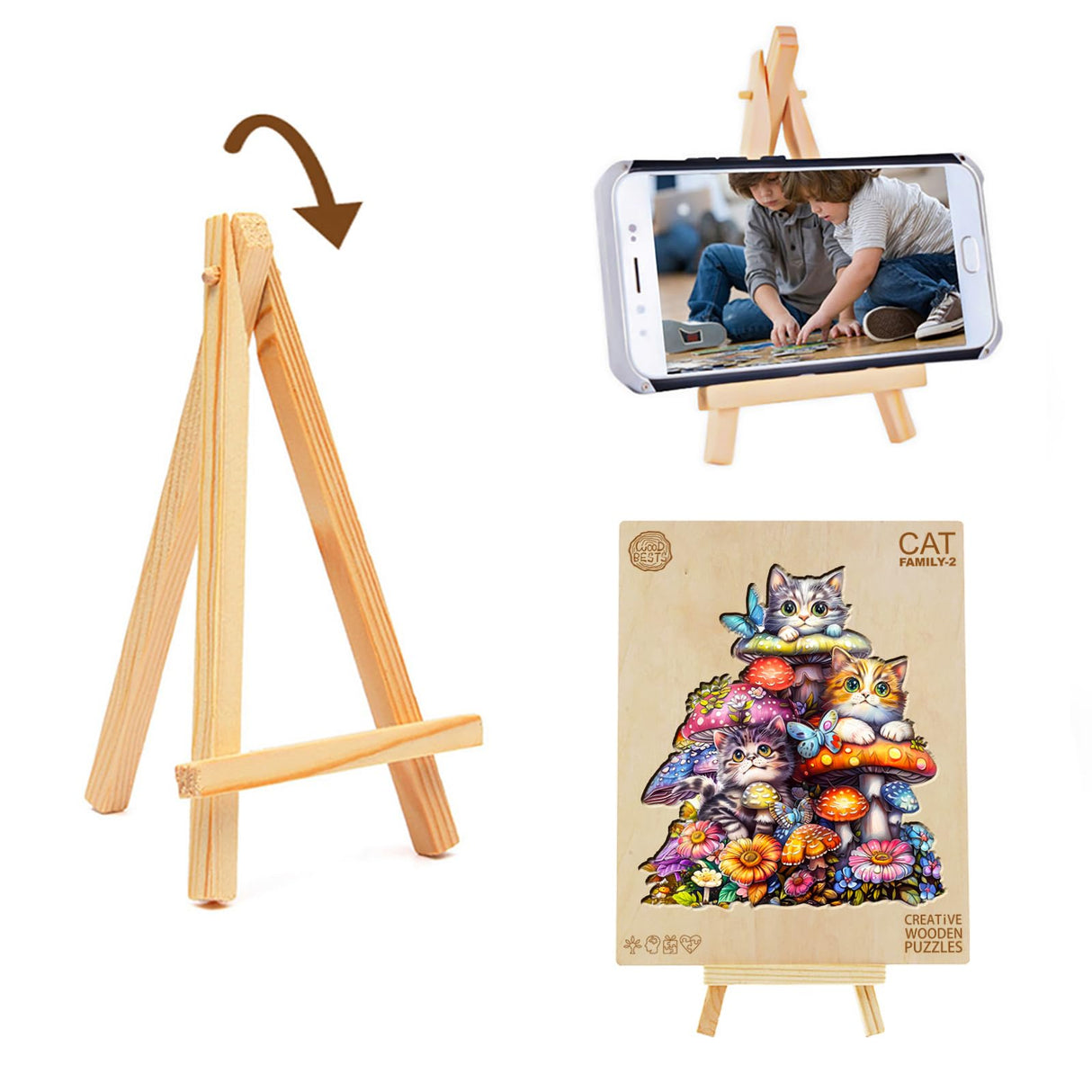 Wooden Puzzles for Adults, Wooden Jigsaw Puzzles for Adults Kids, Cat Family-2 Unique Shaped Wood Puzzles Adult, Creative Birthday Gifts for Friends Family Game (13.4 * 12in 230pcs) Lovpippi