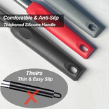 2 Pack Spatulas, Solid & Slotted Silicone Spatula Set, Stainless Steel Handle Coated with Silicone, Non Stick Turners, Heat Resistant Rubber Spatulas for Fish, Eggs, Pancakes, WOK, Black Vovoly