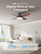 Dreo Ceiling Fans with Lights and Remote, 44 inch Low Profile Black Ceiling Fan, Reversible, 5CCT, 6-Level Dimmable, 6 Speeds Bedroom Ceiling Fan, Quiet, Easy to Install, Timer, Flush Mount Dreo