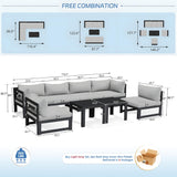 NICESOUL 8 Piece Extra Large Modern Aluminum Outdoor Sofa, 29" Deep Wide Seating, 500 lbs Durable Sectional Set for Heavy People, Rust Resistant Patio Furniture Set for Backyard Poolside, Light Gray NICESOUL