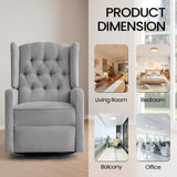 360 Swivel Rocker Recliner Chair for Adults, Nursery Chair for Small Spaces Living Room, Upholstered Fabric Glider Recliner, Pigeon Grey RESTREAL