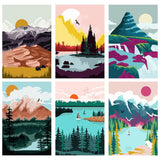 LWZAYS Paint by Number for Adults,Landscape Lake Mountain Paint by Numbers,Without Frame DIY Oil Painting Acrylic Paints for Wall Art（6 Pack 8X12 Inch LWZAYS